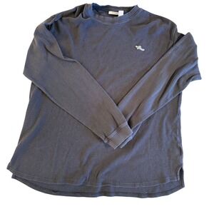 Rocawear Mens XL Waffle Knit Thermal Long Sleeve Shirt Black Streetwear Logo